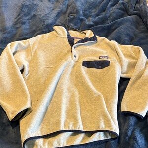 Patagonia Tan Fleece Pullover with Navy Details
